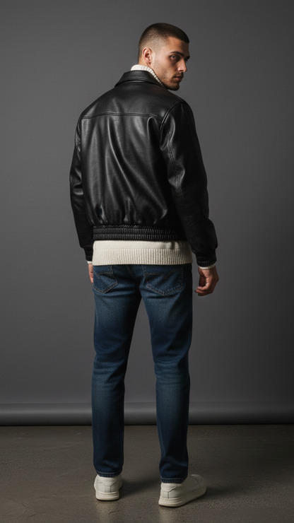 Loose-Fit PU-Leder-Bomberjacke