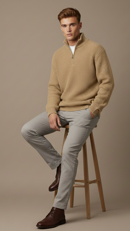 Ribbed Half-Zip Troyer