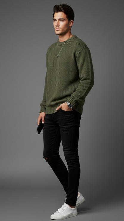 Chunky Knit Sweater „Olive Cloud“