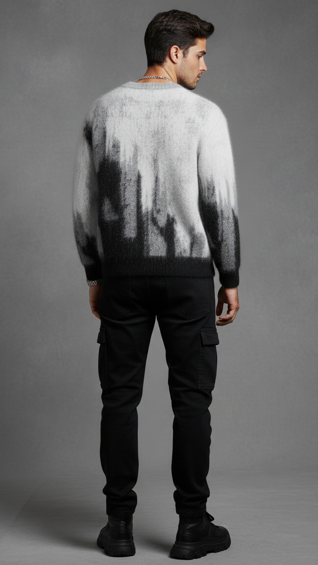 Abstract Jacquard Knit Sweater