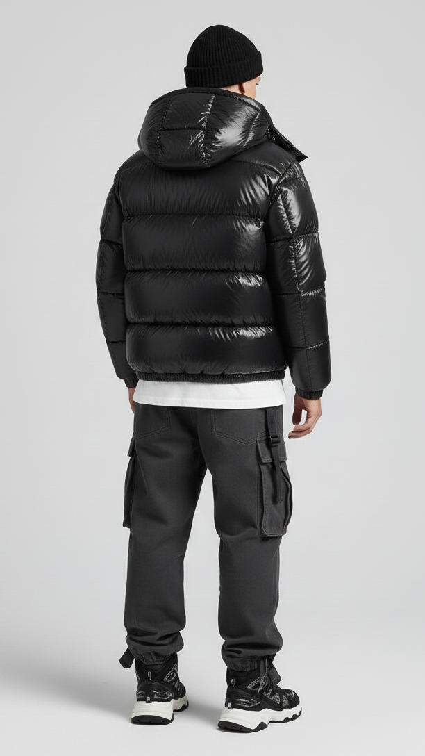 Exklusive Glänzende Puffer-Jacke