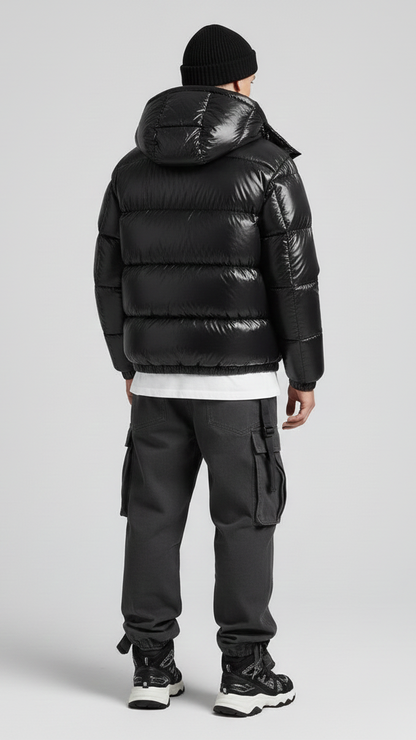 Exklusive Glänzende Puffer-Jacke