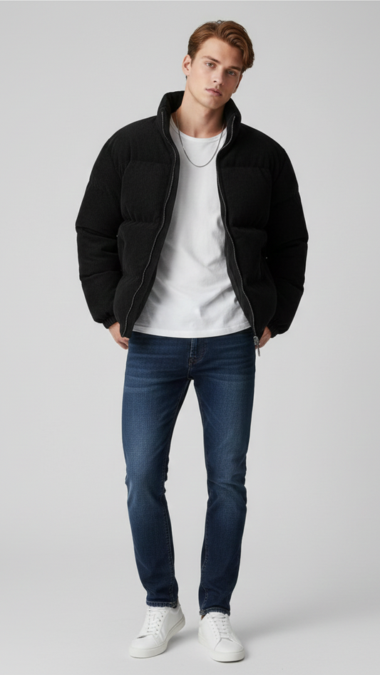 Virale Cord-Pufferjacke