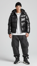 Exklusive Glänzende Puffer-Jacke