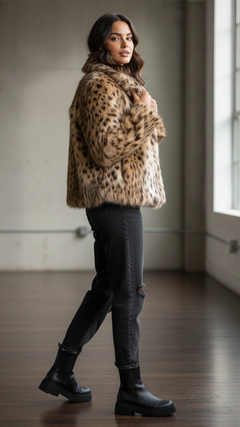 Sahara Leopard Faux Fur Coat