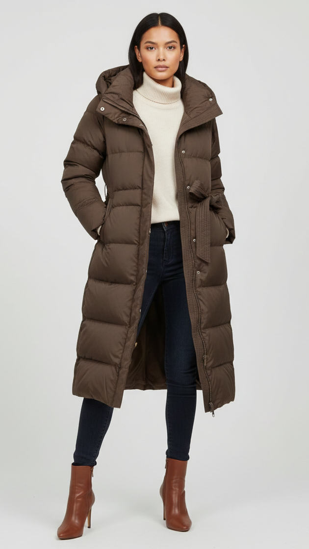 Long Chocolate Steppmantel