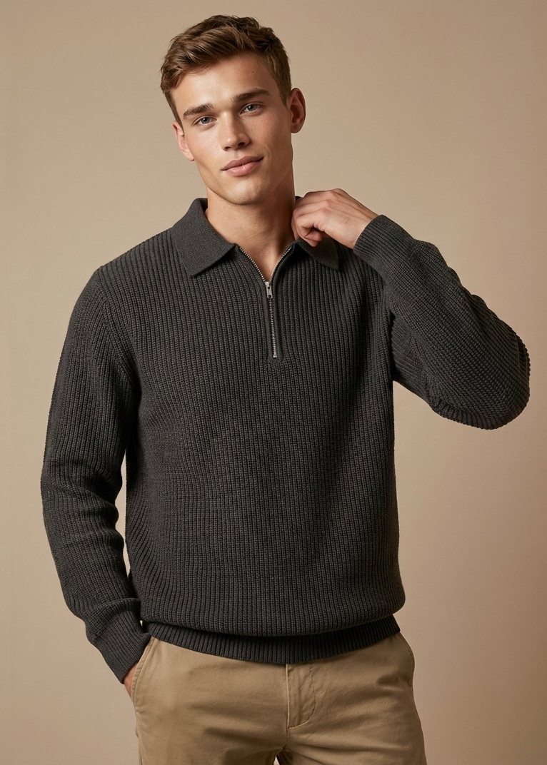 Ribbed Half-Zip Troyer