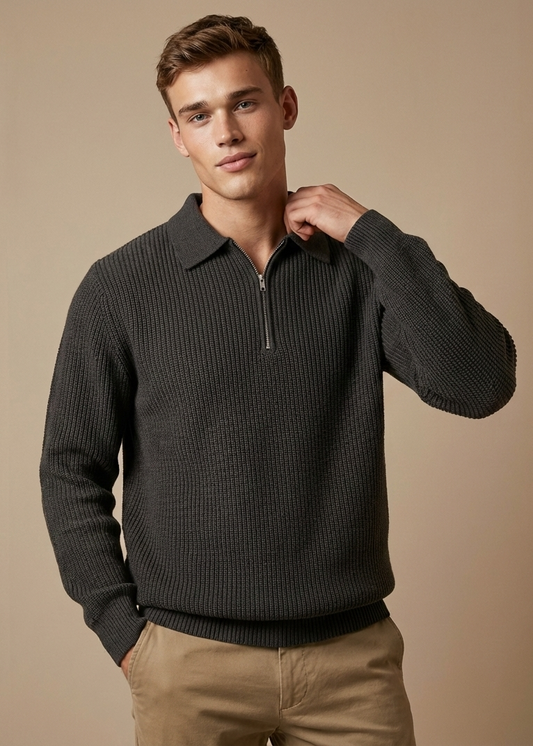 Ribbed Half-Zip Troyer