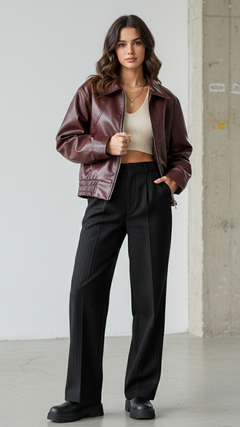 Bordeauxrote Oversize-Bomberjacke