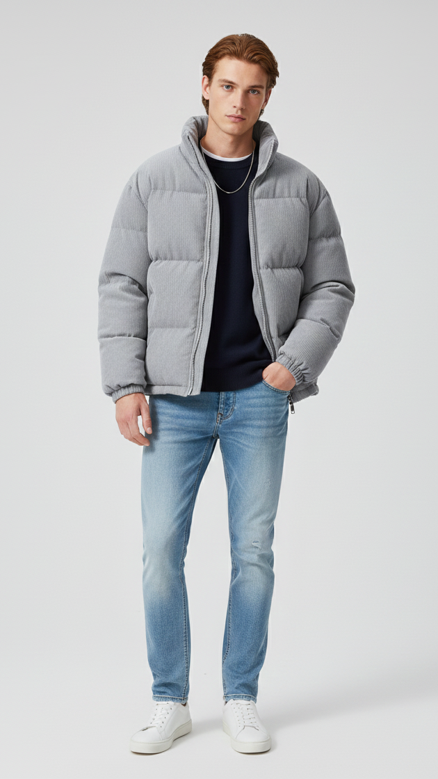 Virale Cord-Pufferjacke