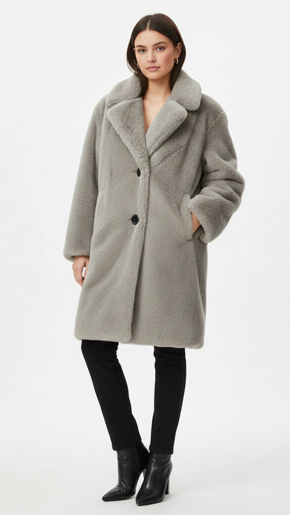 Teddy Mantel mit Oversized-Schnitt