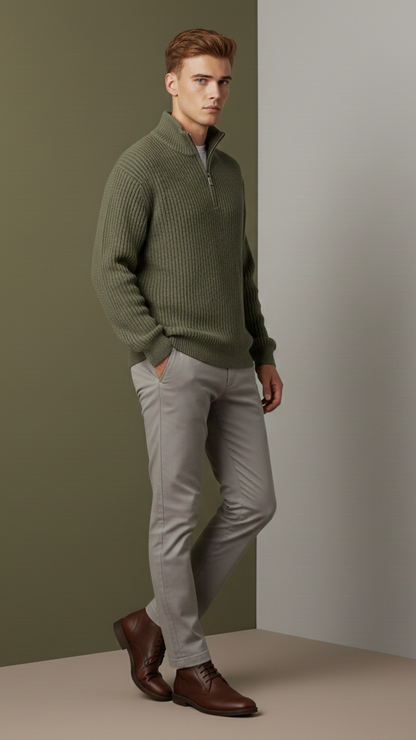 Ribbed Half-Zip Troyer
