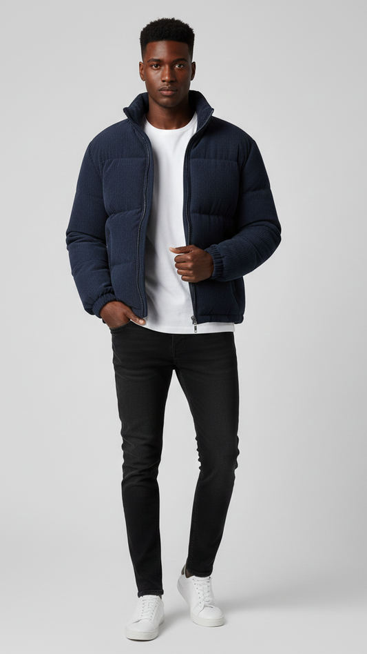 Virale Cord-Pufferjacke