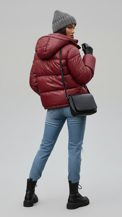 Glänzende Pufferjacke in Bordeaux