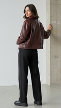 Bordeauxrote Oversize-Bomberjacke