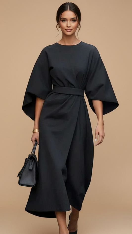 Midnight Drape Midi Dress