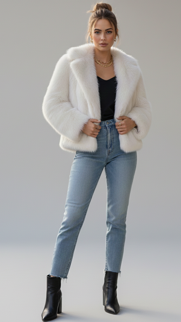 Cropped Faux-Fur Mantel