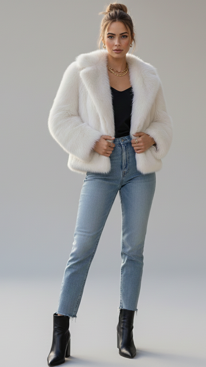 Cropped Faux-Fur Mantel