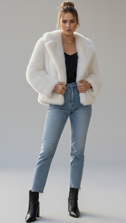 Cropped Faux-Fur Mantel