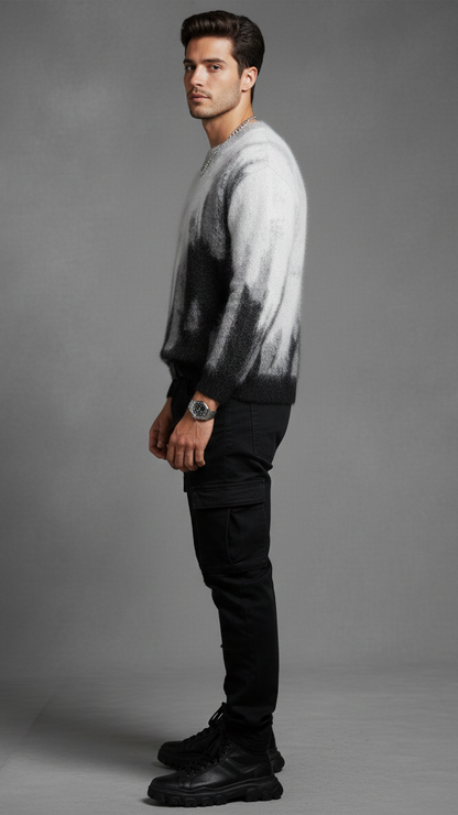 Abstract Jacquard Knit Sweater