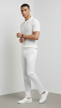 Ribbed V-Neck Knit Polo