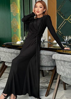 Schwarzes Abendkleid mit Twist-Detail