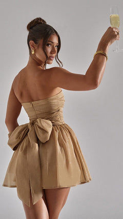 Elegantes Glitzerndes Beiges Kleid