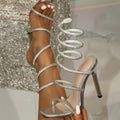 Spiral Wrap Heels — Rhinestone Stiletto