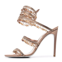Crystal Chandelier Heels — Spiral Wrap