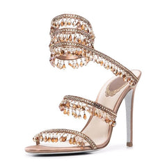 Crystal Chandelier Heels — Spiral Wrap