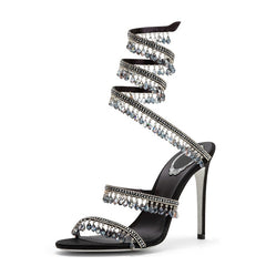 Crystal Chandelier Heels — Spiral Wrap