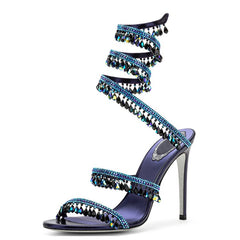 Crystal Chandelier Heels — Spiral Wrap